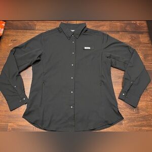 Viodia Black Outdoor Athletic Snap Up Roll Tab Sleeve Shirt Women’s Size Large